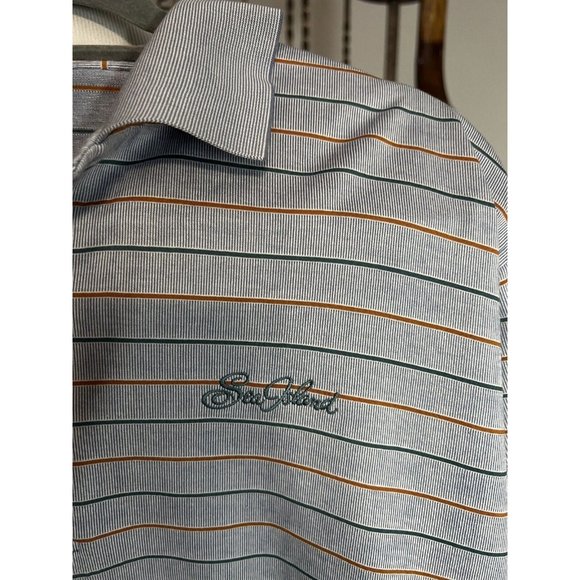 Peter Millar Polo Golf Shirt Mens Gray Stripe Short Sleeve Sz L - Picture 8 of 9